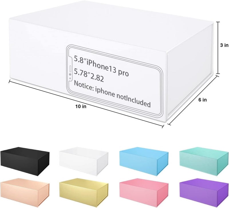 ROSTELACK White Gift Box 10" x 6" x 3" with Magnetic Closure Lid Gift Boxe for Presents,Bridesmaid Gifts Boxes,Cute Box,Birthday Box,Luxury for Gift Packaging, Magnetic Gift Boxe for Wrapping Gifts (White) - Image 2